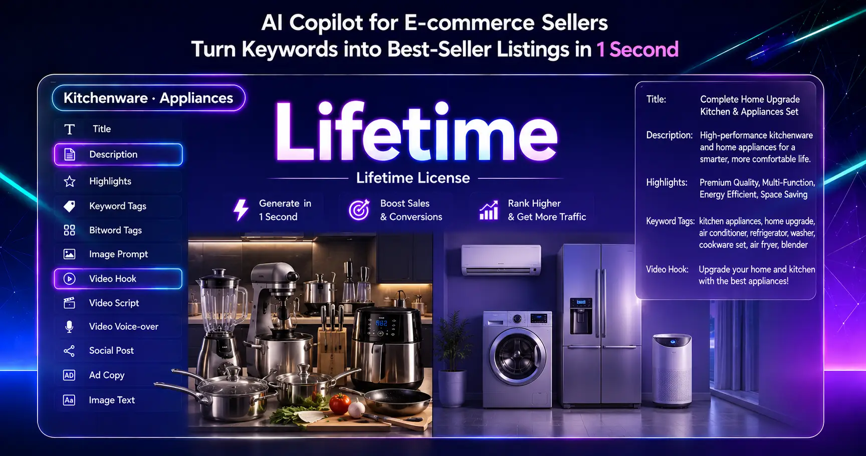 AI Content Generator for Kitchenware · Appliances (Lifetime License)