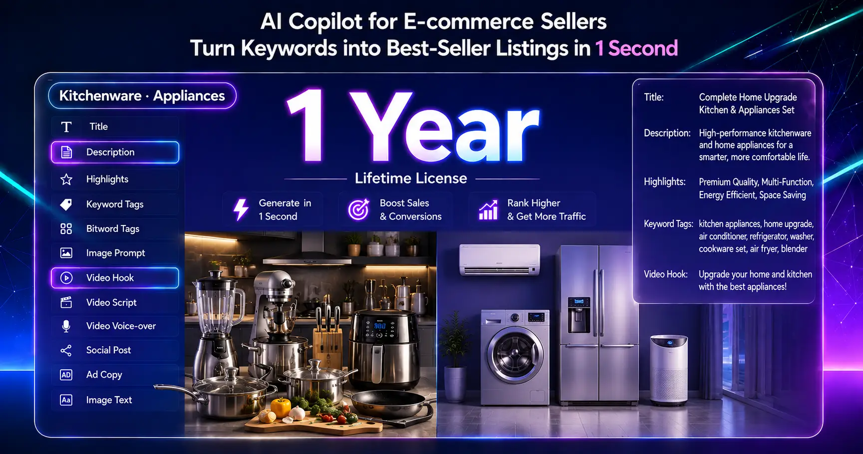 AI Content Generator for Kitchenware · Appliances (1Year License)