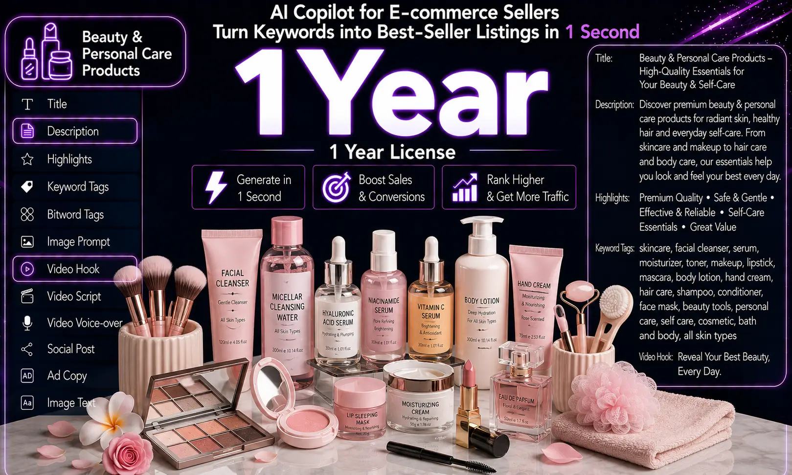 Beauty & Personal Care AI Content Generator (1-Year License)