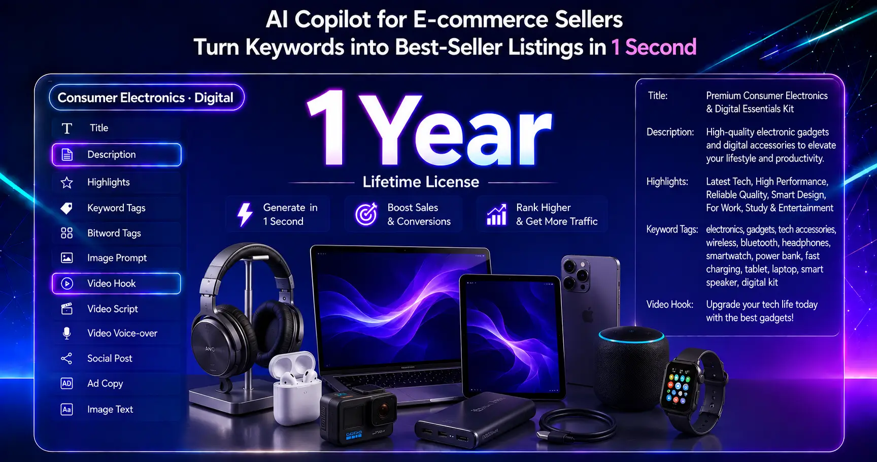 Consumer Electronics & Digital Products AI Content Generator (1‑Year License)